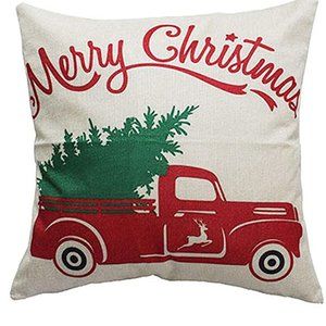 LAST 1 New Merry Christmas Truck Tree Pillow Cover